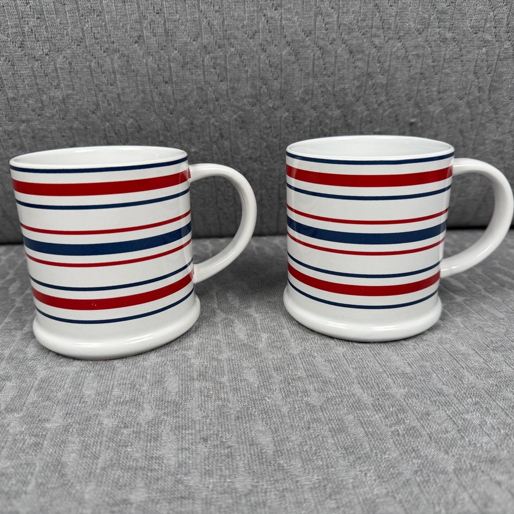 Tommy Hilfiger Striped Red and Blue Ceramic Oversized Mugs